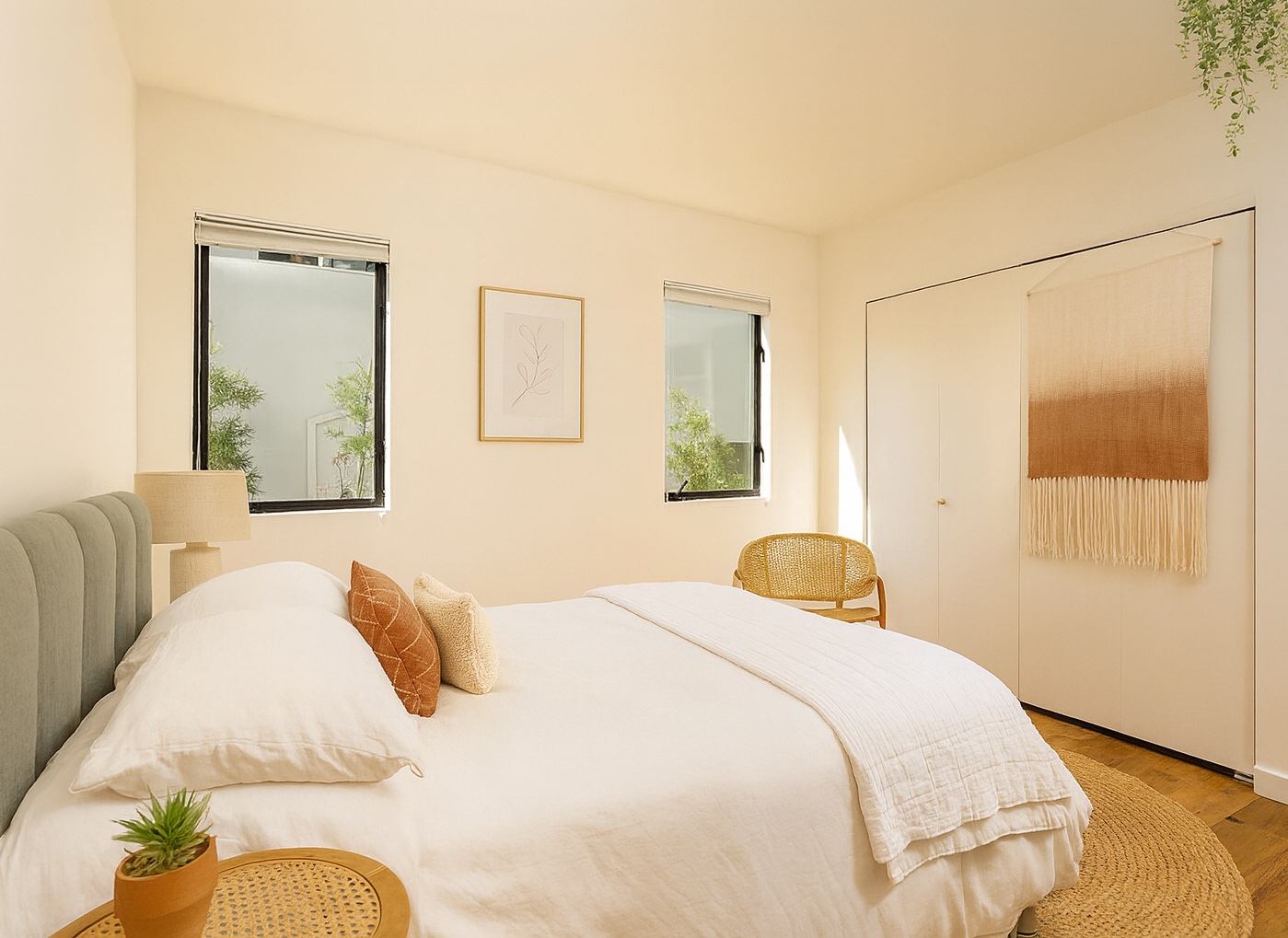 digitally staged downstairs bedroom