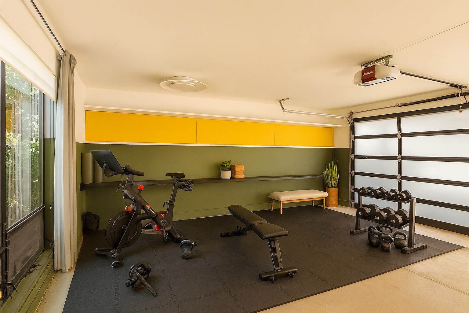 digitally staged garage gym